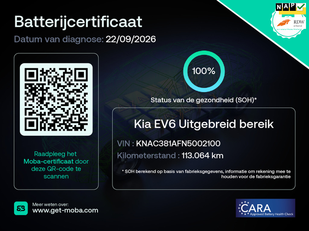 Kia EV6 Plus 77.4 kWh SOH 100% Trekhaak 1e EIG NL-Auto Rijklaarprijs!