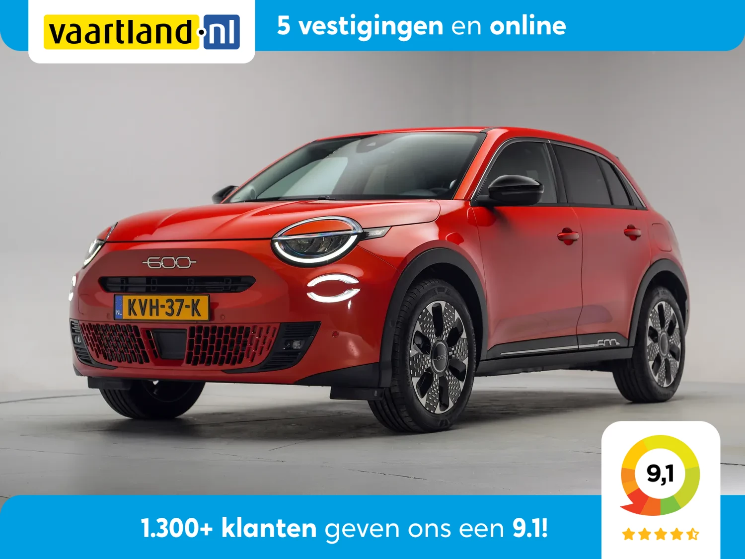 Fiat 600e La Prima 54 kWh 3-Fase [ Massage Stoel Navi Camera Apple / Android Leder Stoelverwarming ]