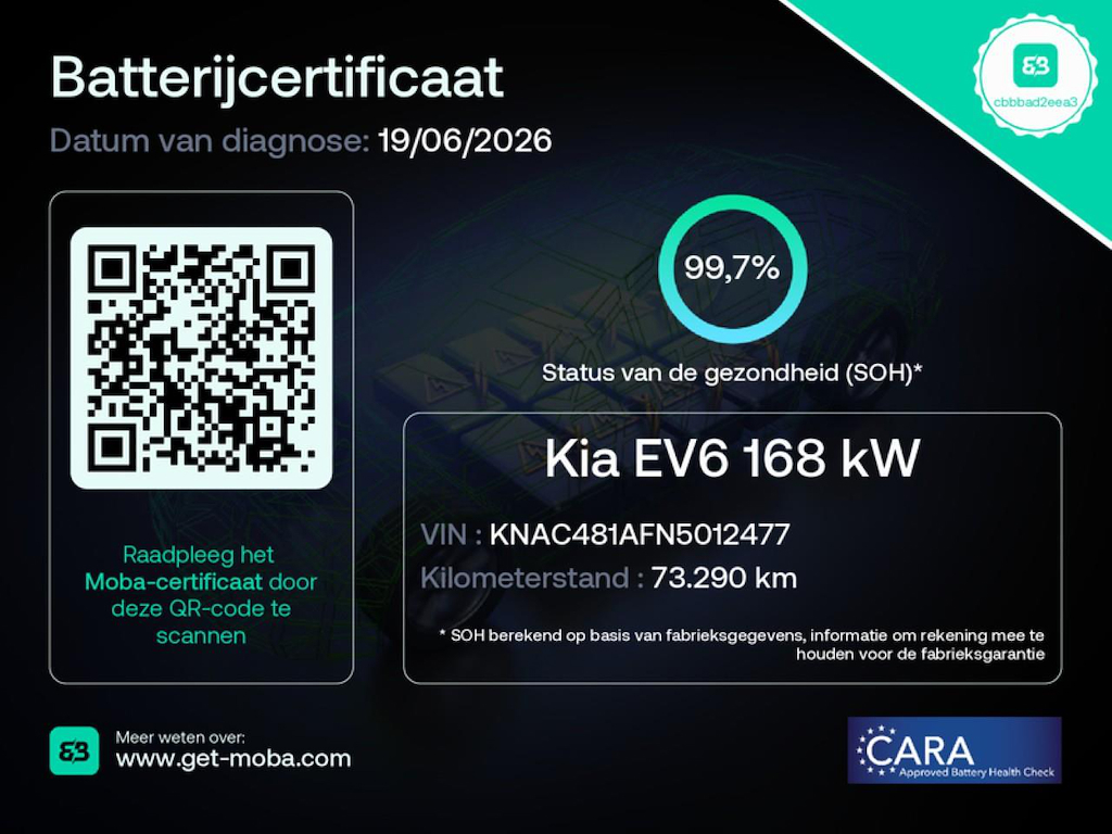 Kia EV6 GT-Line 77.4 kWh SOH 100% PANO DEALER OND KIA GARANTIE